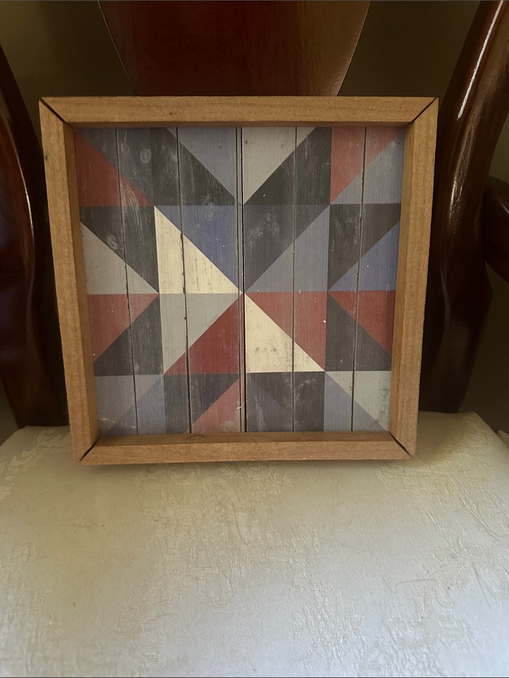 Kendrick rustic handmade farmhouse old barn wood quilt art w/geometric squares